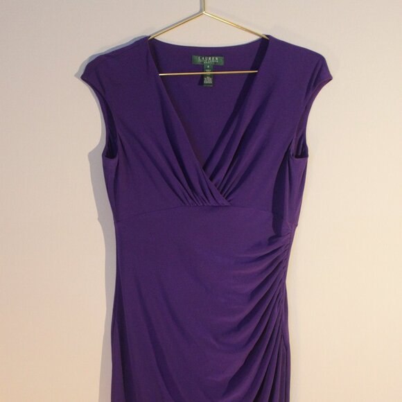 Lauren Ralph Lauren Womens Sheath Dress Ruched Waist Purple Size 8 - Picture 1 of 5